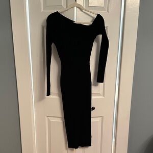 Elegant Black Ribbed Dress